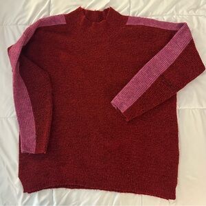 Heartloom Astrid Mock Neck Red and Pink Sweater